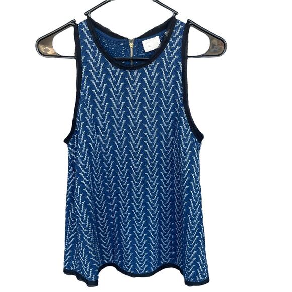Anthropologie Postmark Top Womens Extra Small XS Rayon Textured Sleeveless Blue - Picture 1 of 12